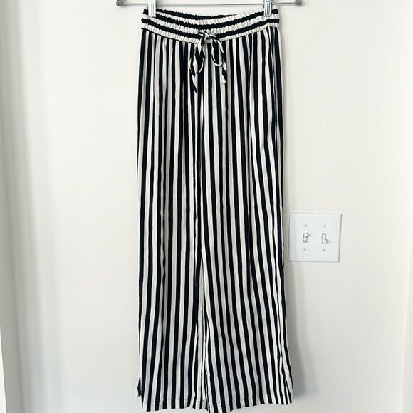 Reformation B&W Vertical Striped Wide Leg Pants S - Picture 1 of 7